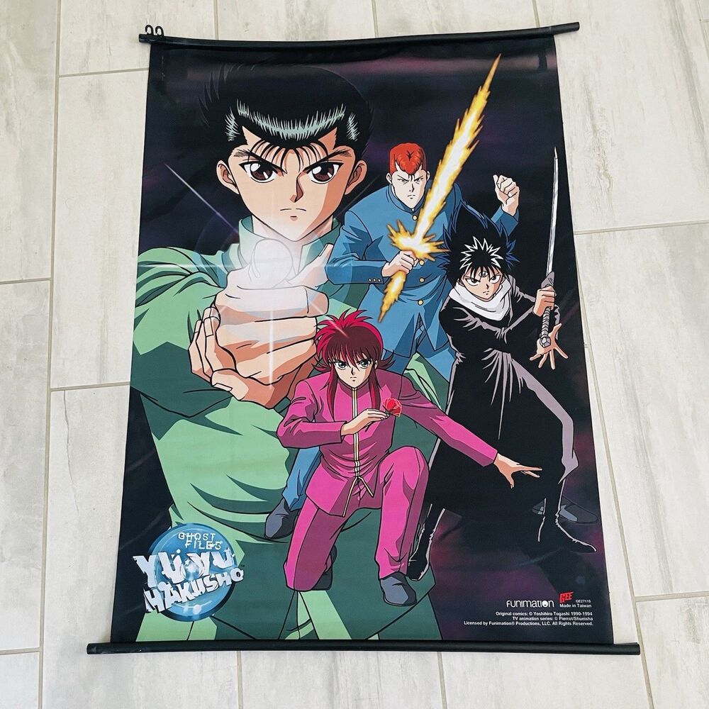 Yu Yu Hakusho Anime Fabric Wall Scroll Poster Yusuke Hiei Kurama BENT RODS